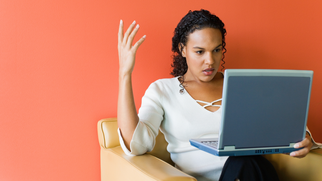 woman frustrated on computer
